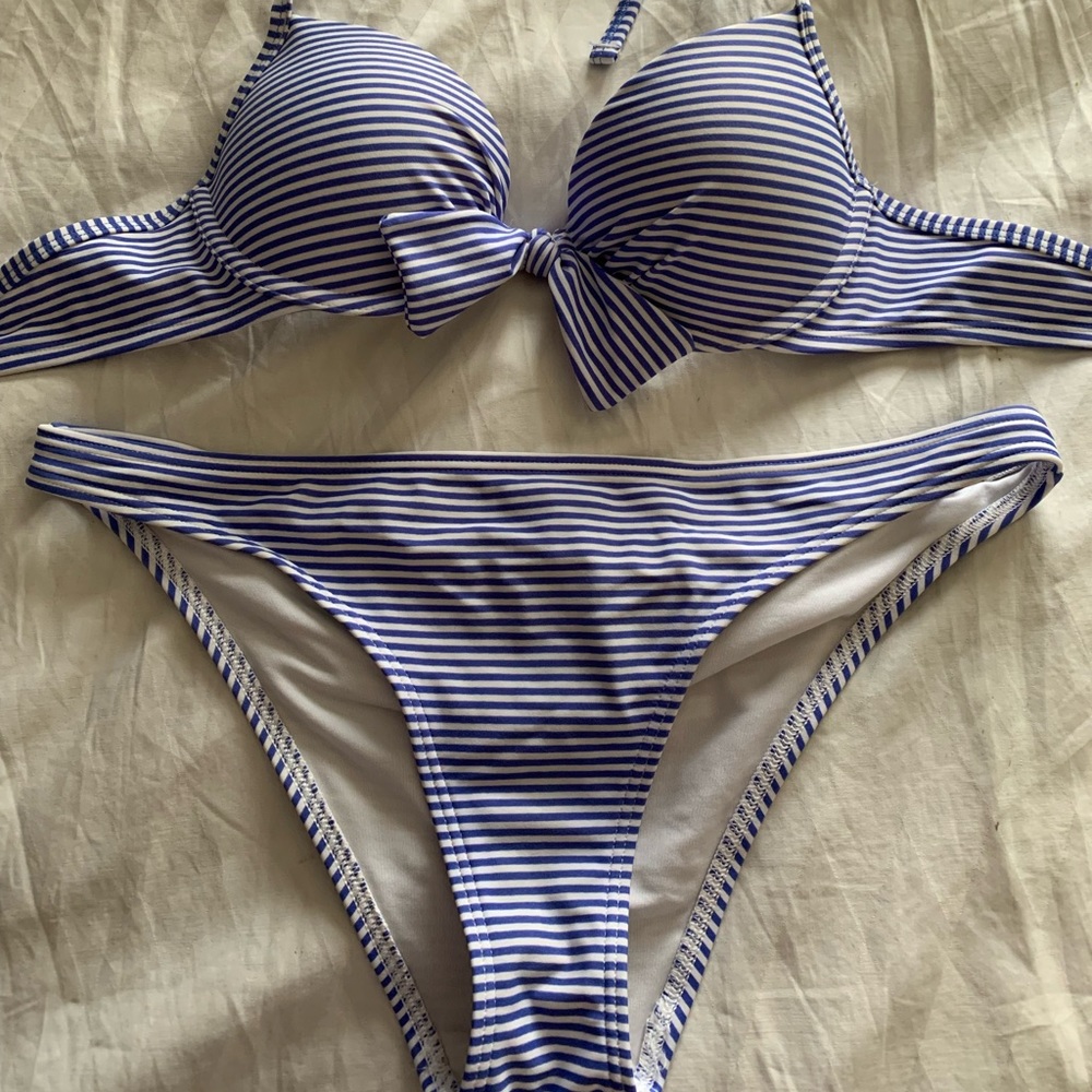Aerie Light Blue & White Bikini Set